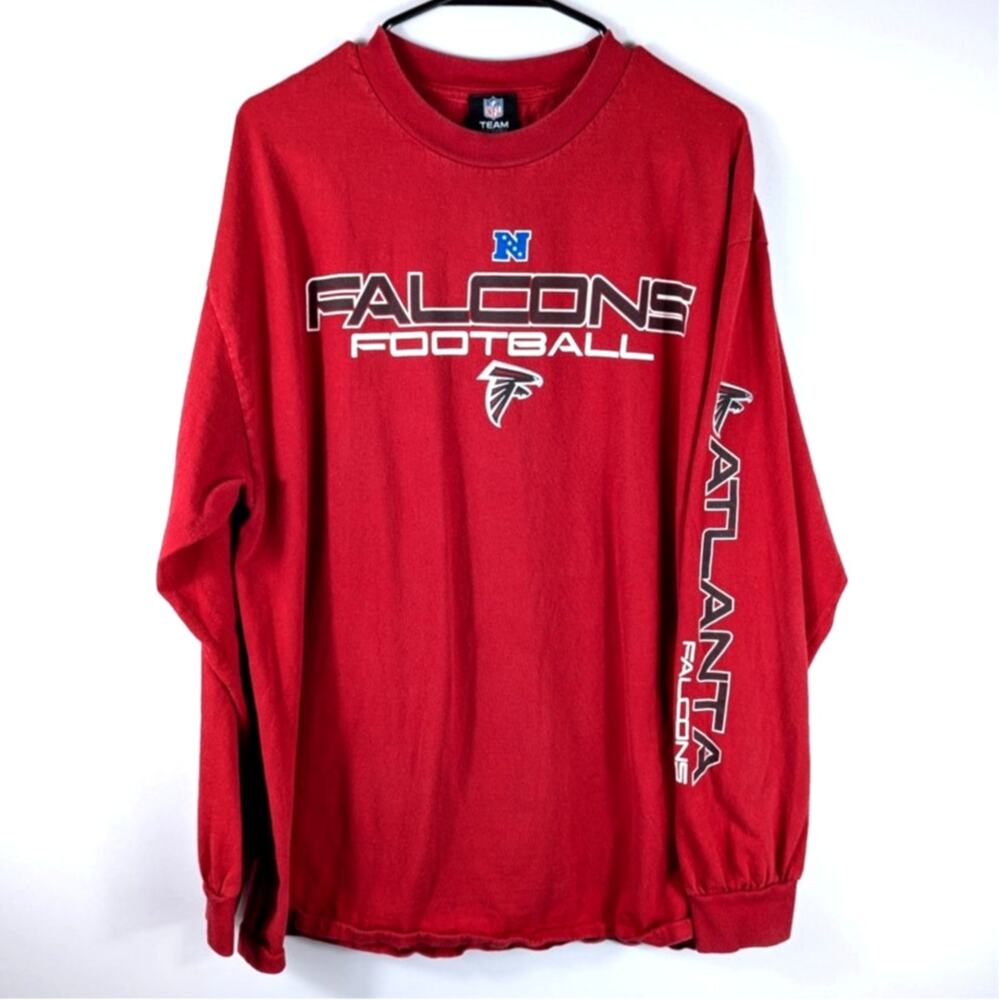 NFL Atlanta Falcons Football Long Sleeve Shirt Mens XL Red Team Apparel Crewneck